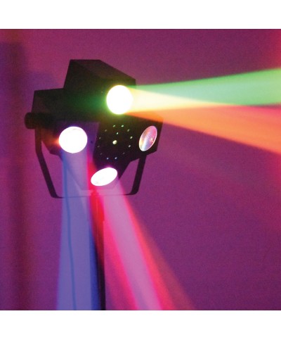 Jeux de lumière 3-en-1 : Beam Moonflower, Strobe, Laser multipoints Rouge et Vert Power Lighting METEOR VII