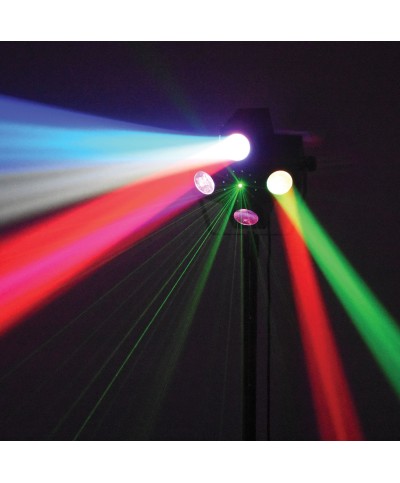 Jeux de lumière 3-en-1 : Beam Moonflower, Strobe, Laser multipoints Rouge et Vert Power Lighting METEOR VII