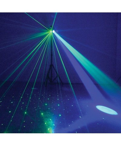 Jeux de lumière 3-en-1 : Beam Moonflower, Strobe, Laser multipoints Rouge et Vert Power Lighting METEOR VII