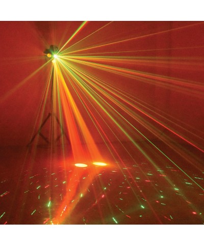 Jeux de lumière 3-en-1 : Beam Moonflower, Strobe, Laser multipoints Rouge et Vert Power Lighting METEOR VII
