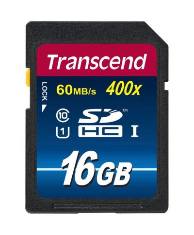 Transcend SDHC 16GB Class 10 UHS-I 400x Premium Cartes SD