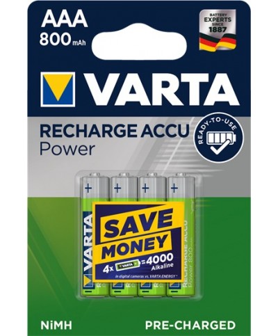 1x4 Varta Batterie Rechargeable AAA Ready2Use NiMH 800 mAH Micro Batteries rechargeables Universelles