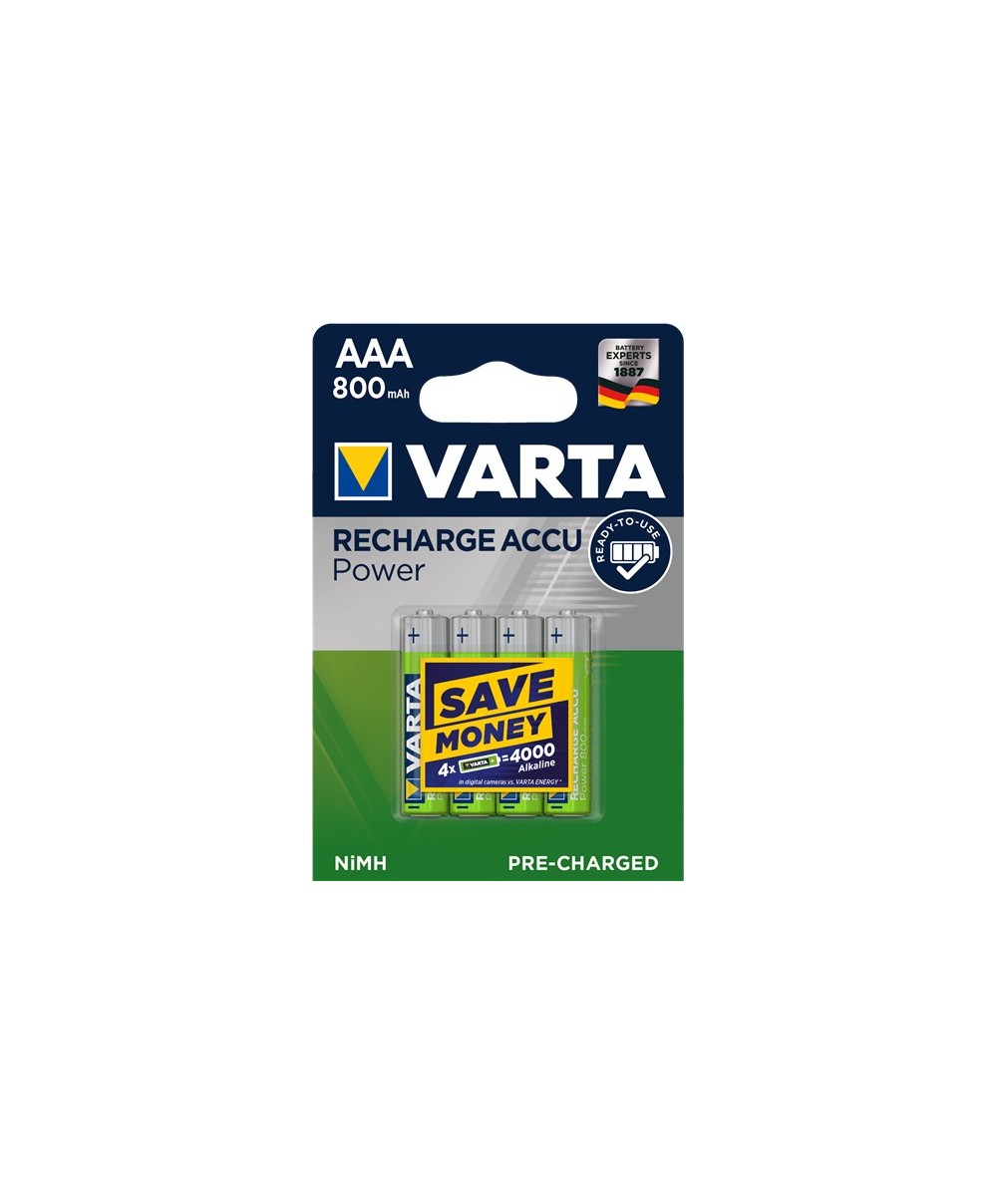 1x4 Varta Batterie Rechargeable AAA Ready2Use NiMH 800 mAH Micro Batteries rechargeables Universelles