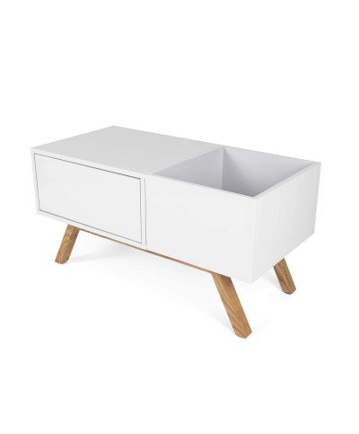 Meuble blanc rétro pour 130 vinyles