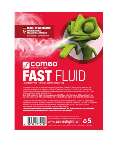 Liquide pour machines à fumée à très haute densité et tenue très courte 5 l Cameo FAST FLUID 5 L