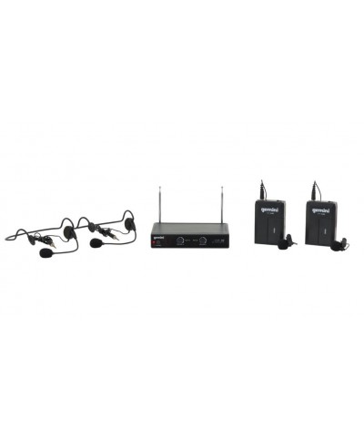 GEMINI VHF-02HL Système sans fil double avec micros sere tête et lavalier VHF - Micros