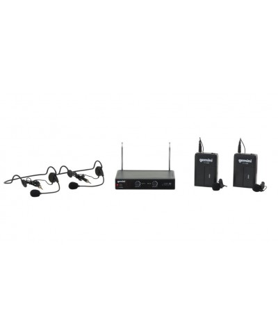 GEMINI VHF-02HL Système sans fil double avec micros serre tête et lavalier VHF - Micros