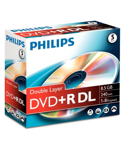 1x5 Philips DVD+R 8,5GB DL 8x SP