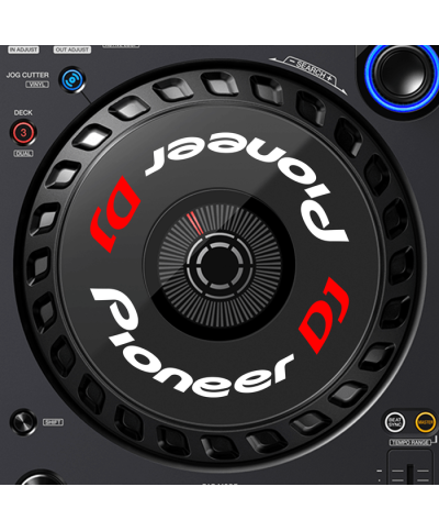 Dj Skins Pioneer DJ DDJ FLX6 JOGWHEEL Sticker Logo WEISS ROT la paire