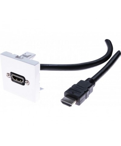 Prise HDMI Femelle Plastron encastrées Blanc type Legrand cable 2M