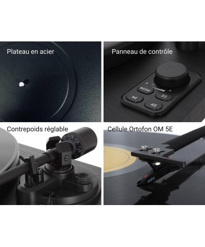 Enova hifi VISION2 SET BL Platine vinyle + Enceintes hifi USB Bluetooth finition noire