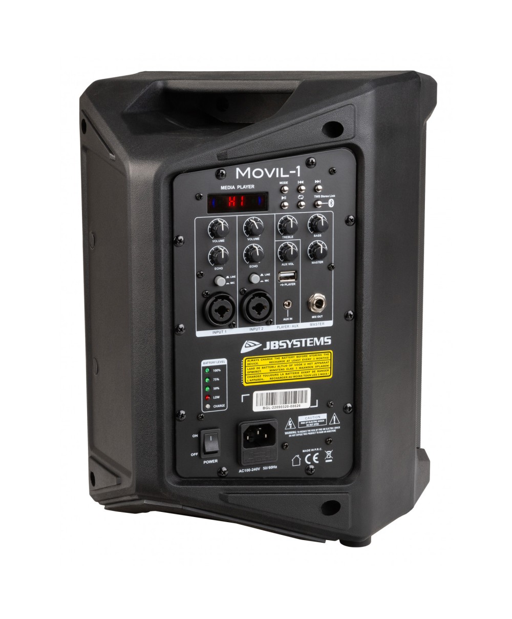 Enceinte portable sur batterie MOVIL1 MP3 Bluetooth 50W RMS - Micros