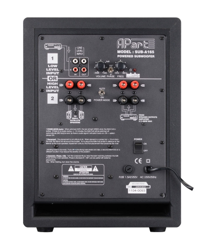 Caisson de Basses Actif APART SUBA165 BL Noir 140W 4 Ohms