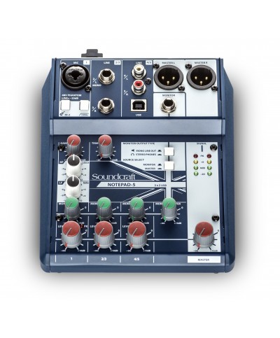 SOUNDCRAFT NotePad 5 console de mixage avec USB I/O 3 entrées 2 sorties