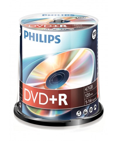 1x100 Philips DVD+R 4,7GB 16x SP Blank DVDs