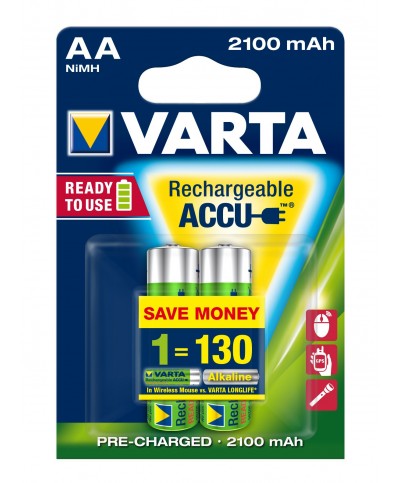 1x2 Varta Rechargeable Accu AA Ready2Use NiMH 2100 mAh Mignon Batteries rechargeables Universelles