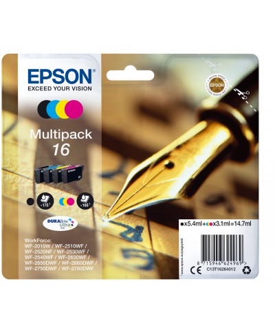 Epson DURABrite Ultra Multipack T 162 BK C M Y  T 1626 Cartouches d'encre